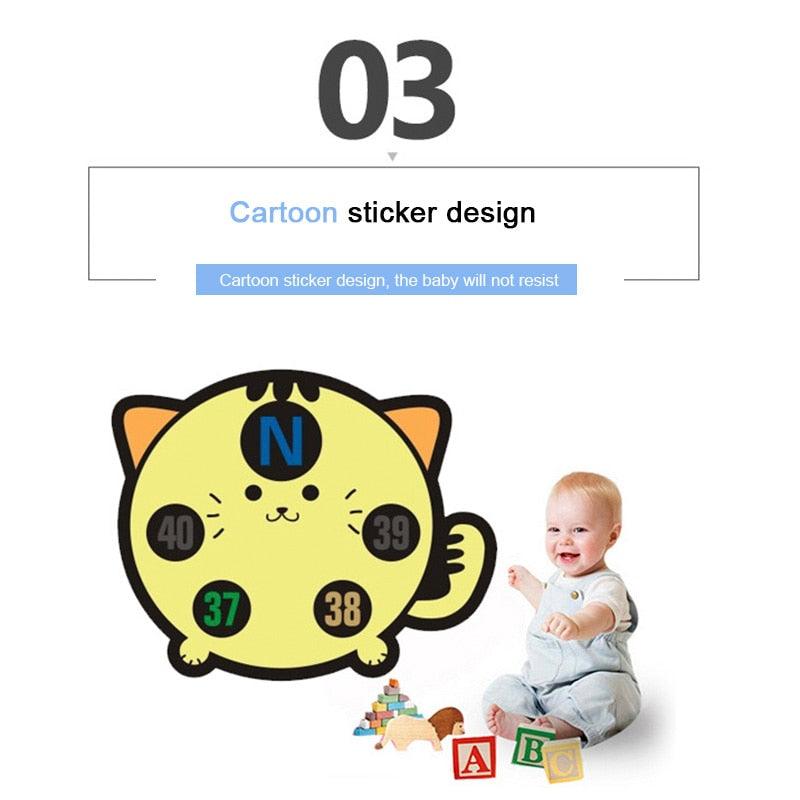 9pcs Baby Cute Cartoon Animal Kids Sticker Forehead Head Strip Body Fever Thermometer Children Safety Baby Care Thermometer - MY WORLD