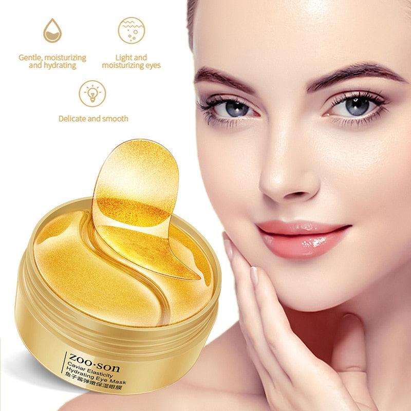60PC Gold Caviar Moisturizing Crystal Collagen Eye Mask Anti-Wrinkle Anti Aging Eye Skin Care Patch Dilute Fine Lines Mask TSLM1 - MY WORLD