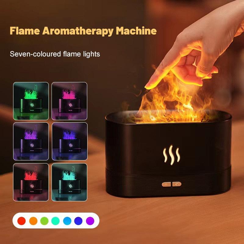 Umidificador de perfume, umidificador de ar ultrassônico com iluminação LED, máquina de fragrância de chama colorida de simulação, USB - MY WORLD