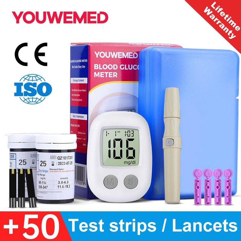 Blood Glucose Meter Glucometer Diabetes Medical Devices with Test Strips Lancets Blood Sugar Meter Tester glucometro Monitor - MY WORLD