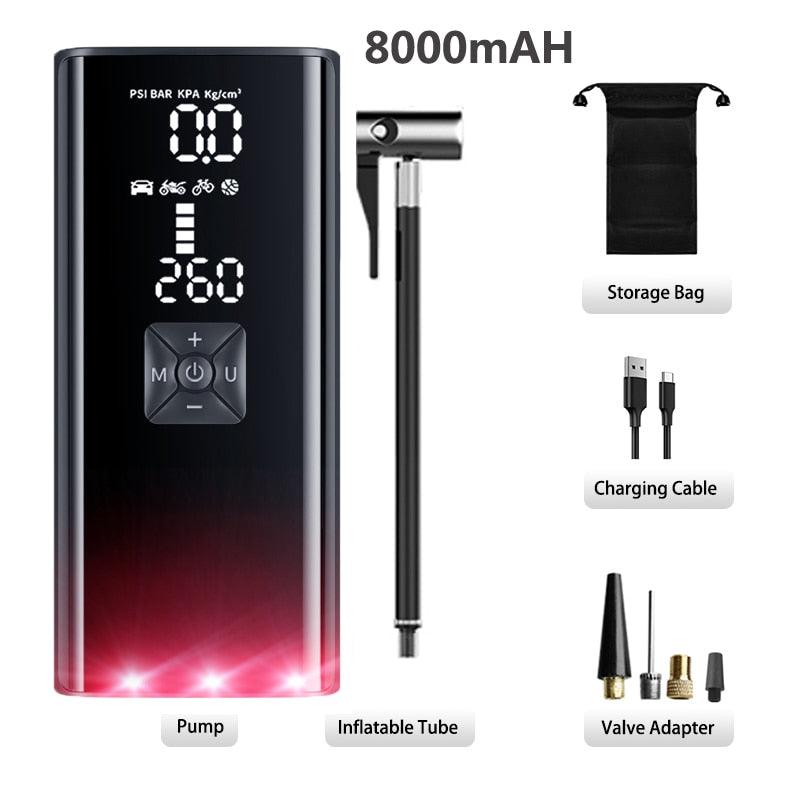 8000mAh Tire Inflator Pump 150PSI Electric Wireless Portable Car Air Compressor Dual display for Motorcycle Bike Car Tyre Balls - MY WORLD