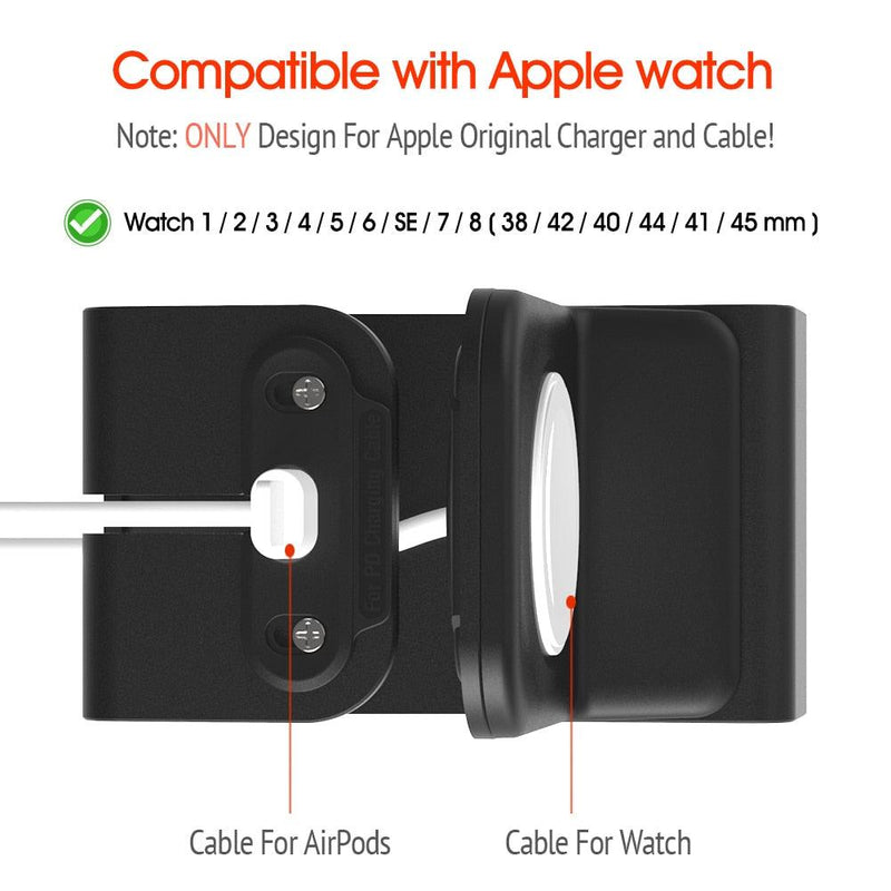 Suporte de carregador  em alumínio 2 em 1 para Apple Watch Series SE/8/7/6/5/4/3/2/1 Estação de carregamento para Airpods 2 Pro - MY WORLD
