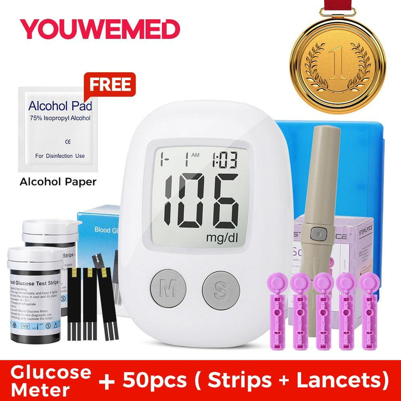 Blood Glucose Meter Glucometer Diabetes Medical Devices with Test Strips Lancets Blood Sugar Meter Tester glucometro Monitor - MY WORLD