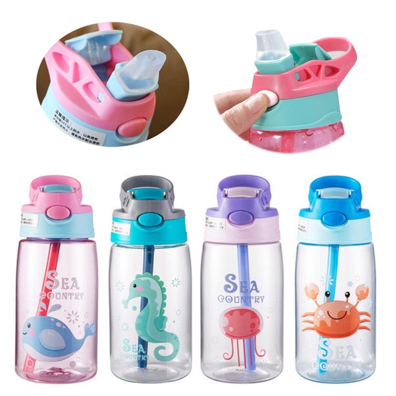 Garrafa de água infantil Escolar 480ml/580ml coloridas para menino e menina com estampas de animais - MY WORLD