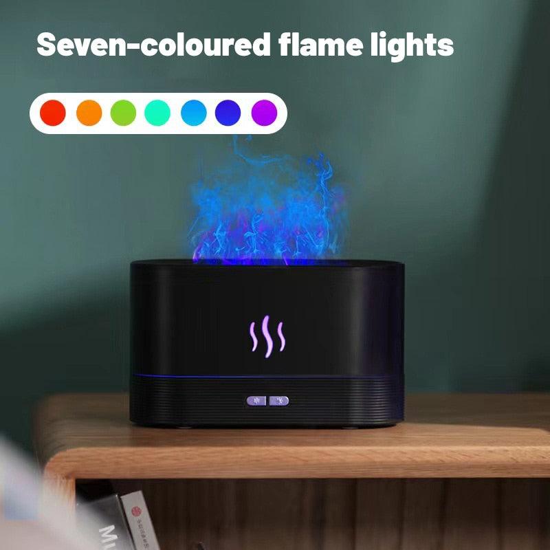 Umidificador de perfume, umidificador de ar ultrassônico com iluminação LED, máquina de fragrância de chama colorida de simulação, USB - MY WORLD